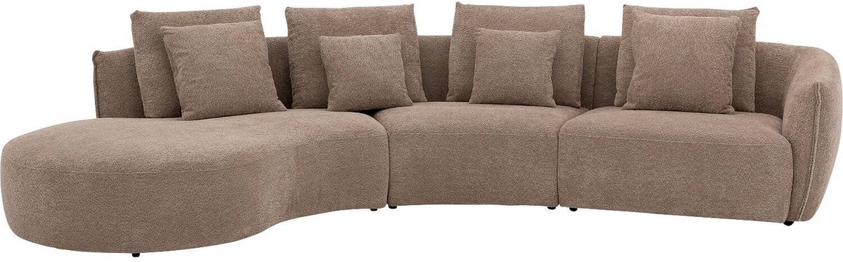 Goossens Fay Hoekbank - Stof - Bruin - 364 x 85 x 203 cm - Links