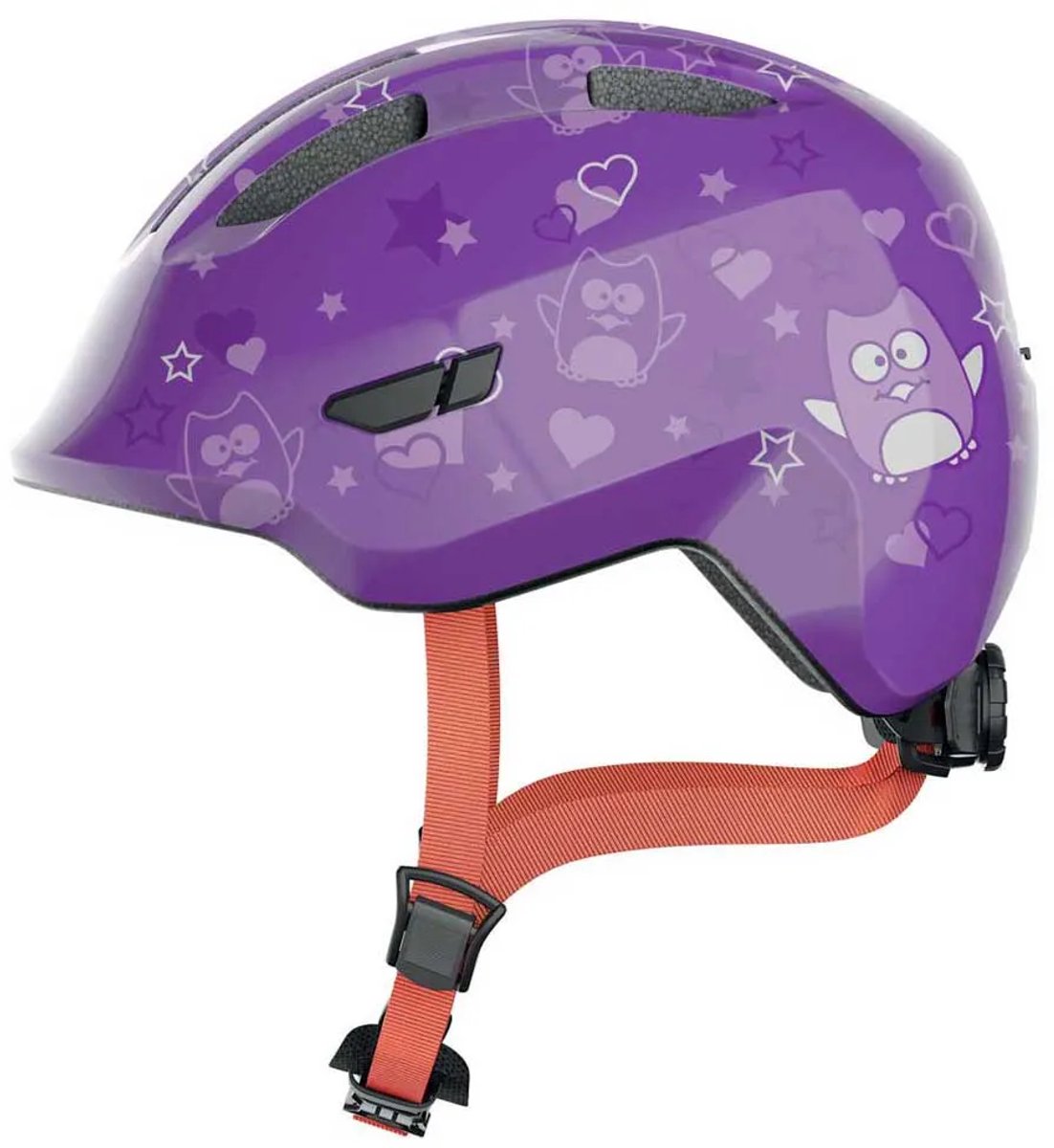 Bol.com Fietshelm ABUS SMILEY 3.0 purple star S - 45-50 cm - paars - Geschikt voor gebruik op kinderfietsen - 220 g aanbieding