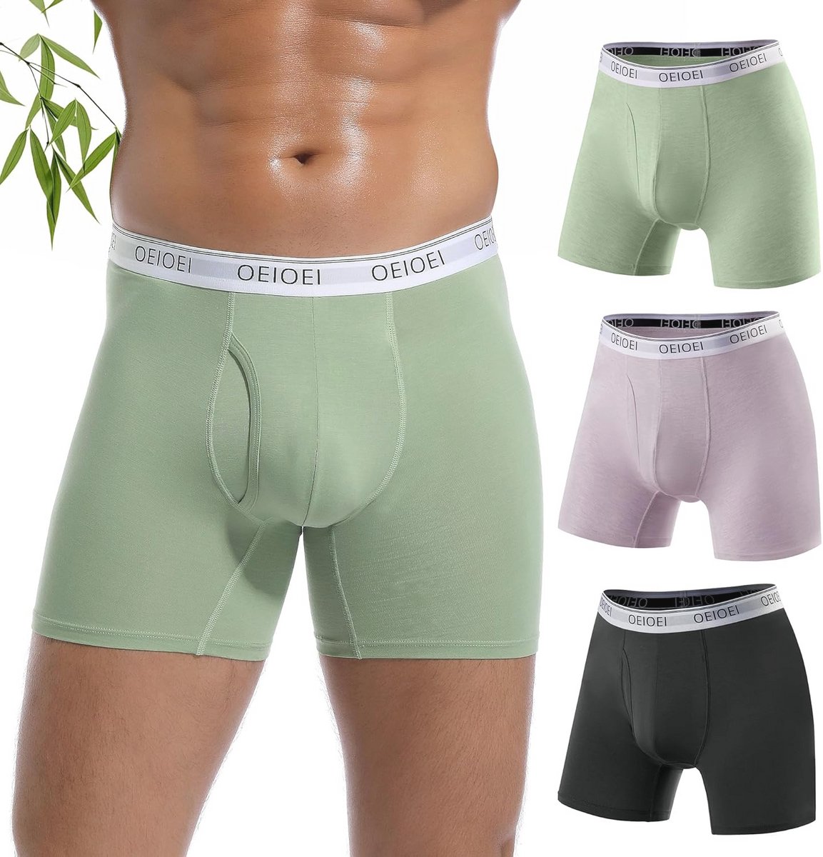 Bamboe Boxers Heren - Vochtafvoerend Ondergoed Boxershorts met Gulp - Pack van 3
