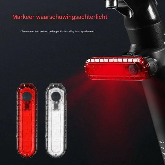 GELLDG 2 stuks fietsverlichting - Krachtig fietsachterlicht - Achterlicht voor de fiets - USB-C oplaadbaar - Krachtige LED-fietslamp - 5 standen - Waterdichte LED-lamp - Geschikt voor fietsen, wielrenners en mountainbikes — afbeelding 4