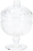 Excellent Houseware Bonbonniere met deksel - transparant deco glas - 10 x 15 cm - snoeppot - tafel model