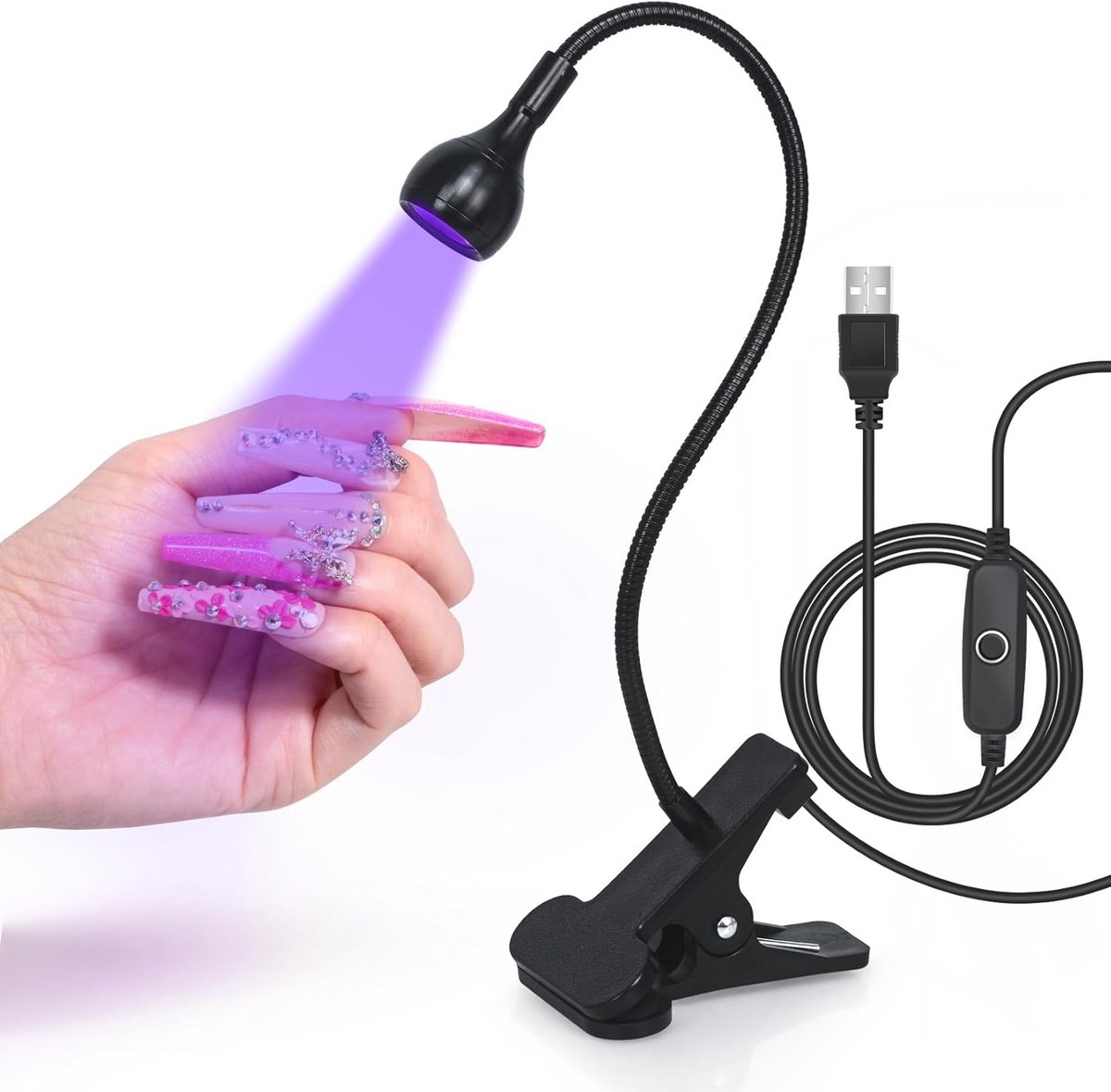 UV LED Nagellamp 3W met Flexibele Zwanenhals voor Gelnagellak Drogen