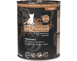 Nat kattenvoer met wildzwijn - Graanvrij monoproteïne voeding voor voedingsgevoelige katten, 6 x 400 g
