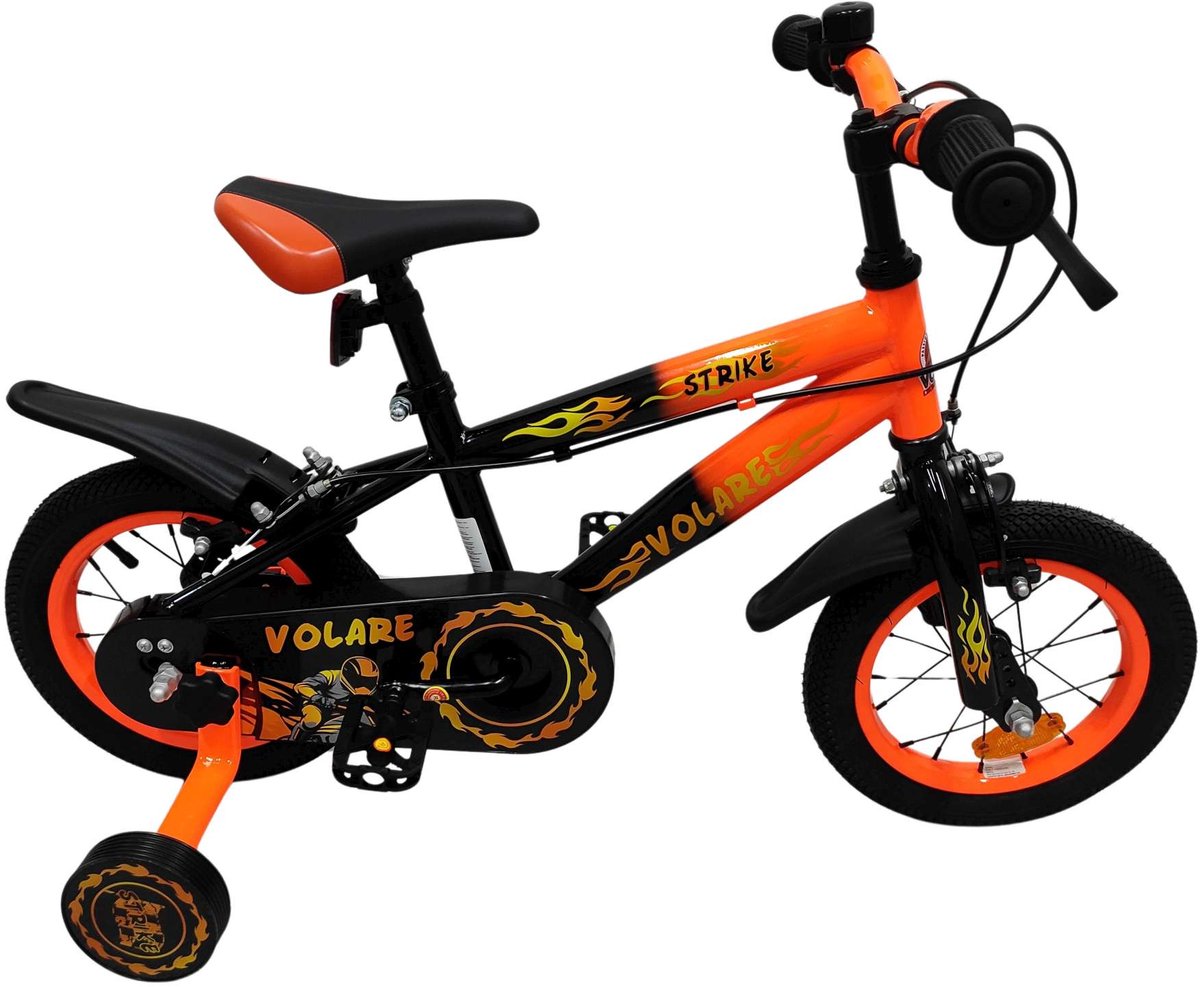 Volare Strike Kinderfiets Jongens 12 inch Zwart Oranje Twee Handremmen