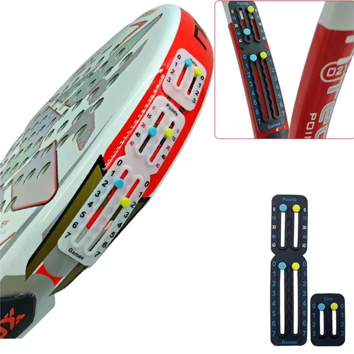 Padel telbord - Scorekaart voor op padelracket - Scorekeeper - Padelscore bijhouden - Zwart - 8/2CM - CHPN