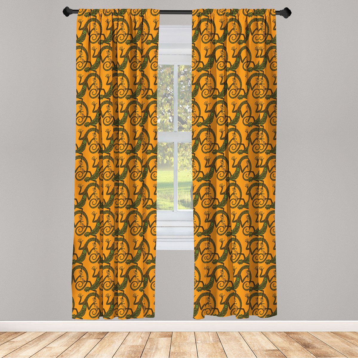 ABAKUHAUS Gecko raamgordijnen – 2x75x175 cm – microvezel, roedezak