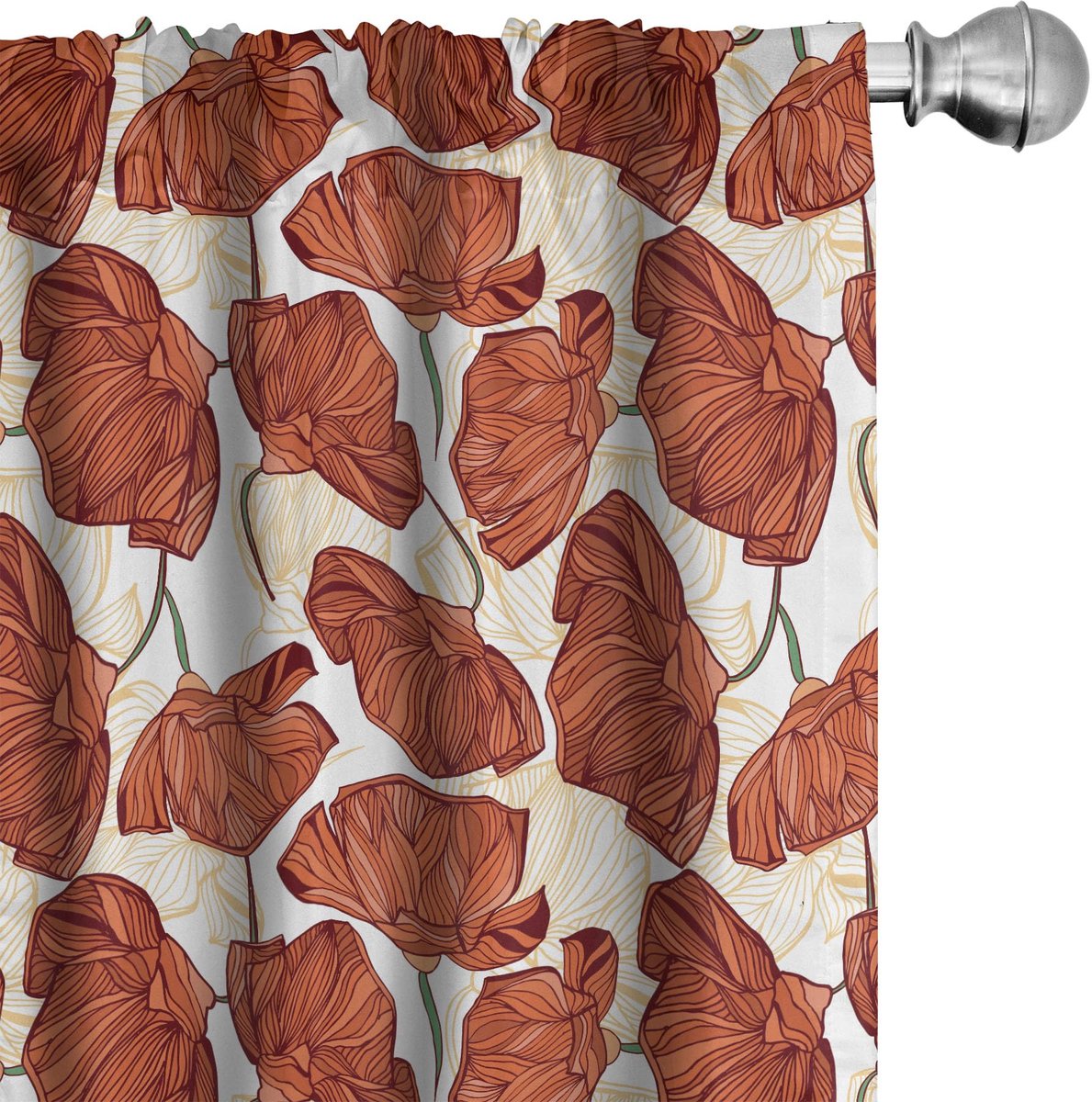 ABAKUHAUS Bloemen gordijnen 2x75x245 cm – microfaser, verduisterend Champagne Vermilion