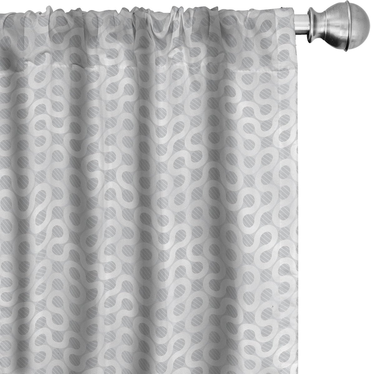 ABAKUHAUS Grijs-wit voorhangen geometrisch 2x75x175 cm – mikrofaser, halfdonker Grijs wit