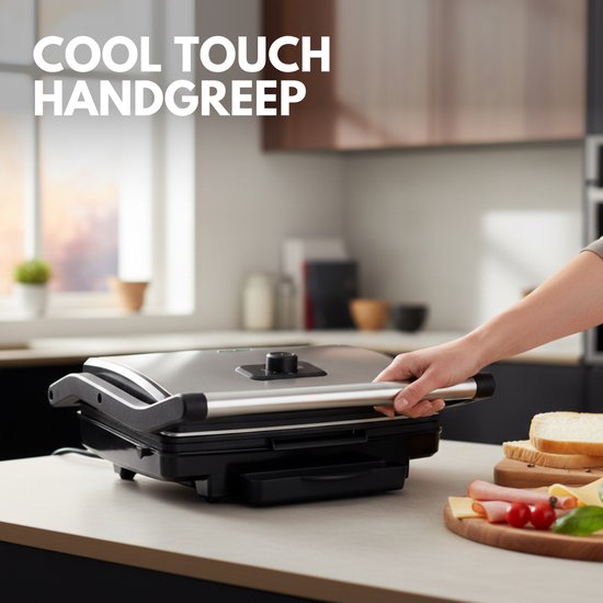 Tosti Apparaat XL voor 4 Tosti's met Temperatuurregeling - Grill IJzer - Contactgrill - Apparaten - Uitklapbaar - COOK-IT
