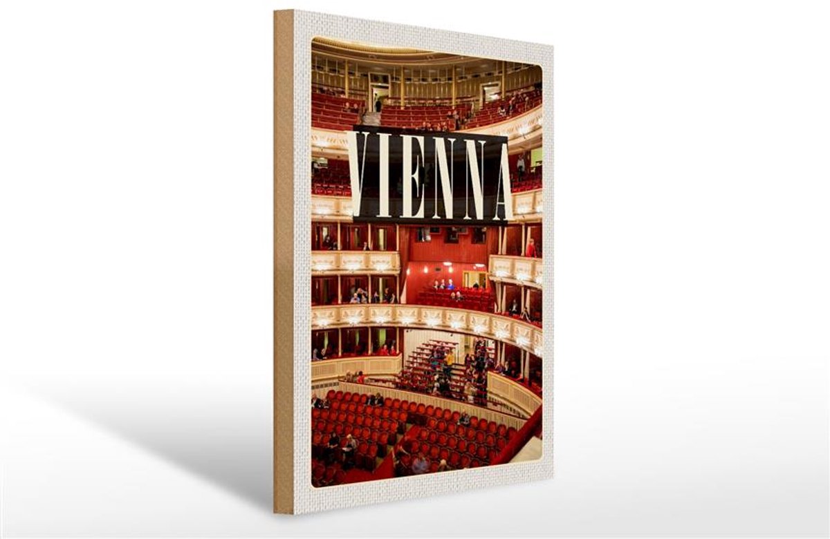 Femer Holzschild Reise 30x40cm Wien Österreich Opera Theater Reise