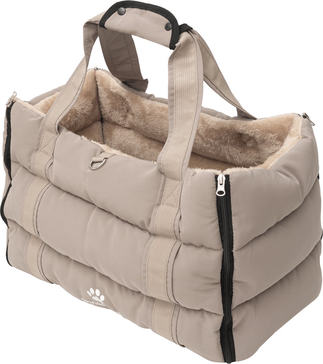 Wanderpfote Hondentas – Hondentas & draagtas voor honden, hondentas tot 10 kg, lichte transporttas voor honden als handige schoudertas voor op reis (grijs, L)