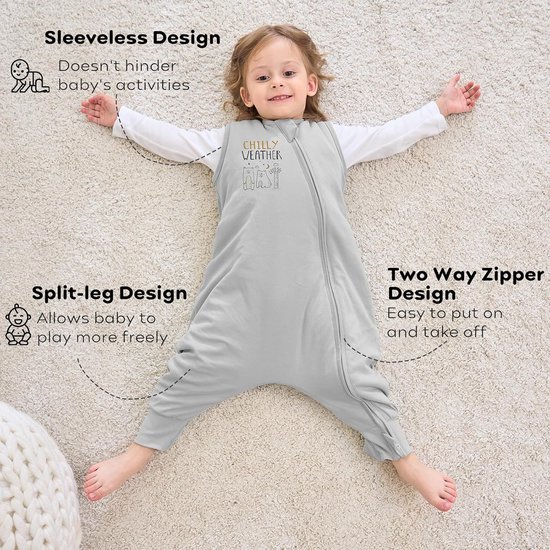 Slaapzak voor baby's met voeten, sokken 1,5 - 2,5 TOG, warme winterslaapzak van katoen — afbeelding 2