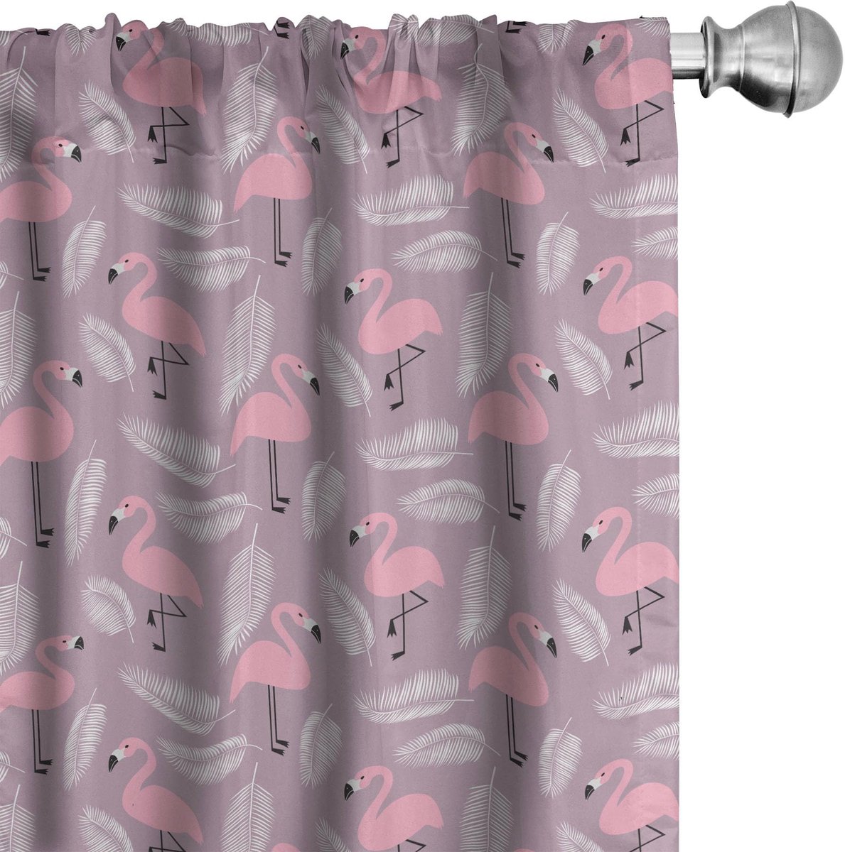 ABAKUHAUS Flamingo Voorhangen – 2x75x175 cm – Microvezel – Lichtroze/Grijs Pale Pink