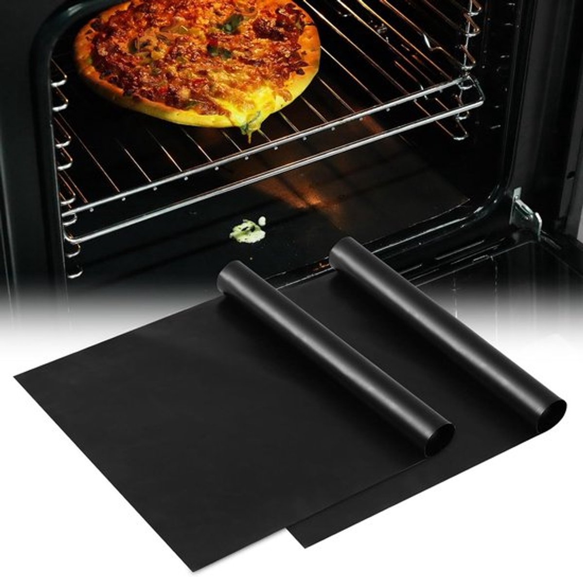 Daity 2-Pack - Ovenmat - 40 x 50 cm - BBQ Mat - Oven Bakmat - Herbruikbaar - Ovenbeschermer - Wasbaar - Ovenbeschermer - BBQ Bakmat - Anti-aanbak - Oven Bakmat