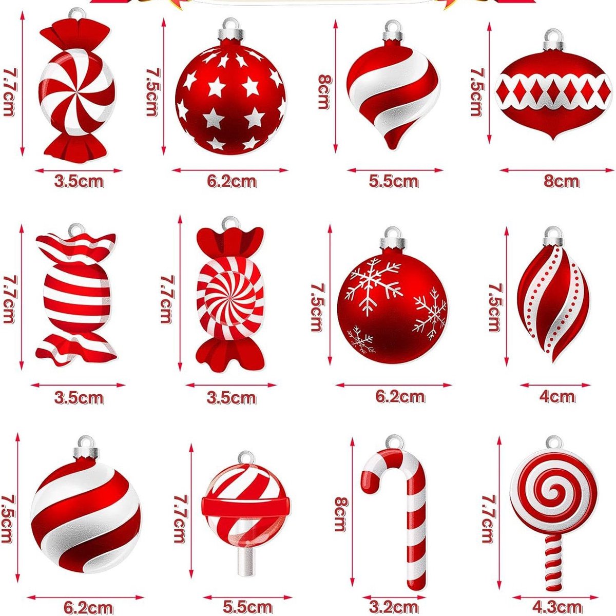 Mmgoqqt 36-Stuks Kerstboomdecoratie - Hangende Kerstballen - Kleurrijke - Duurzaam En Eenvoudig Te Installeren