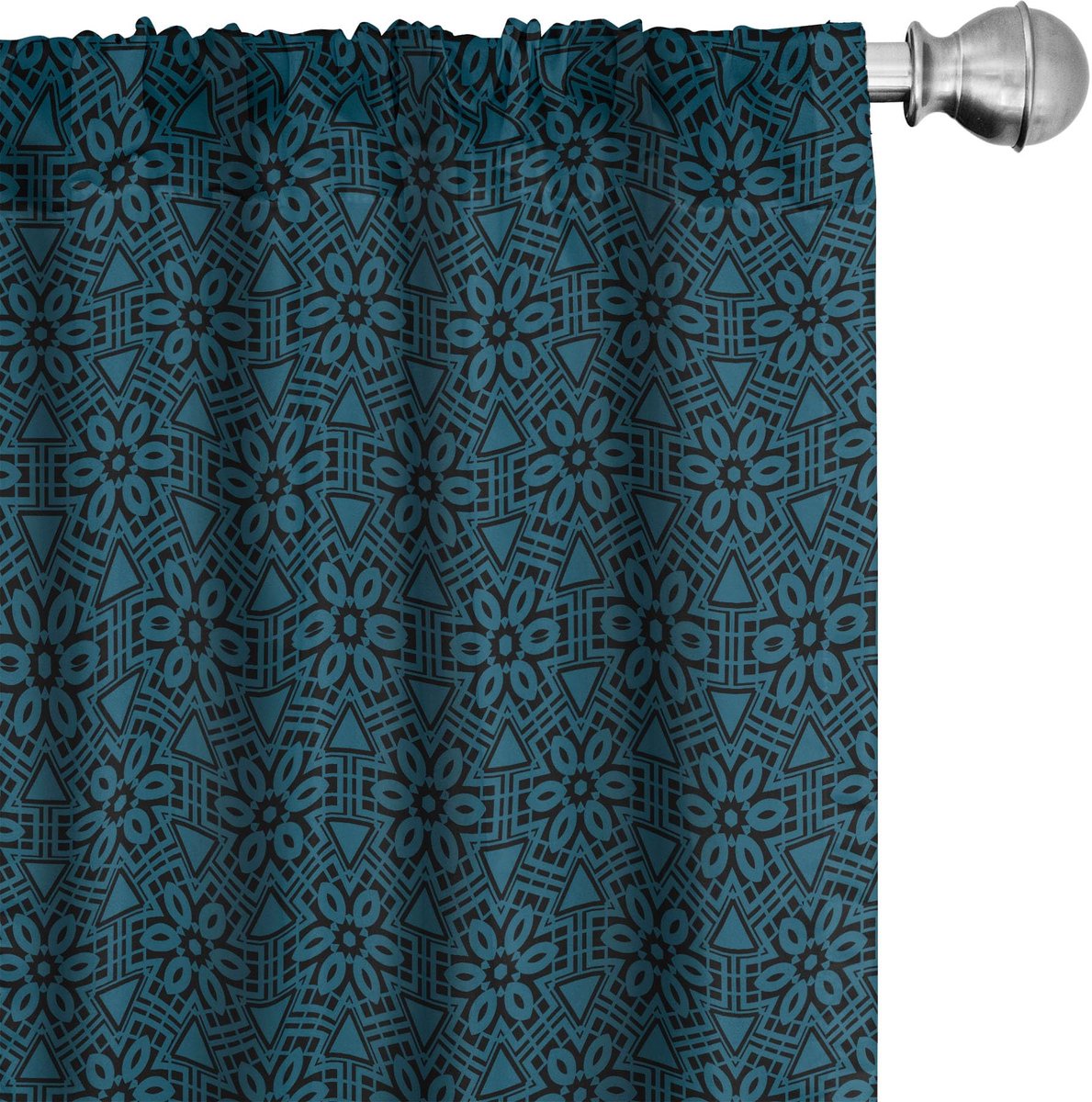 ABAKUHAUS Etnische Gordijnen – 2x75x245 cm – Blauw koksgrijs Blau Koksgraue