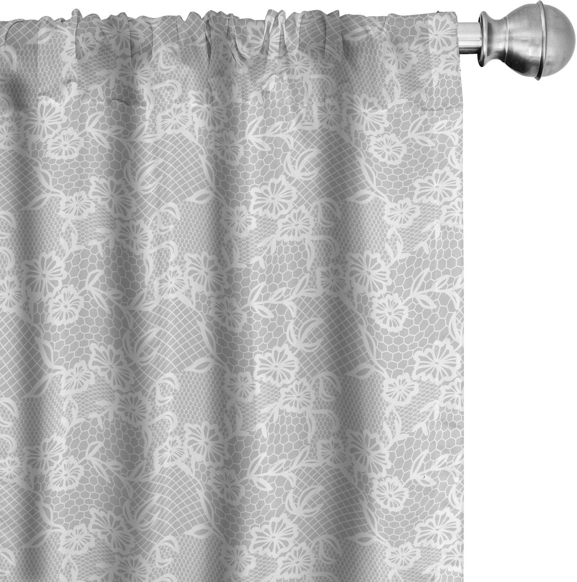 ABAKUHAUS Gordijnen – 2x75x245 cm – Wit – microvezel – halfverduisterend – Kant