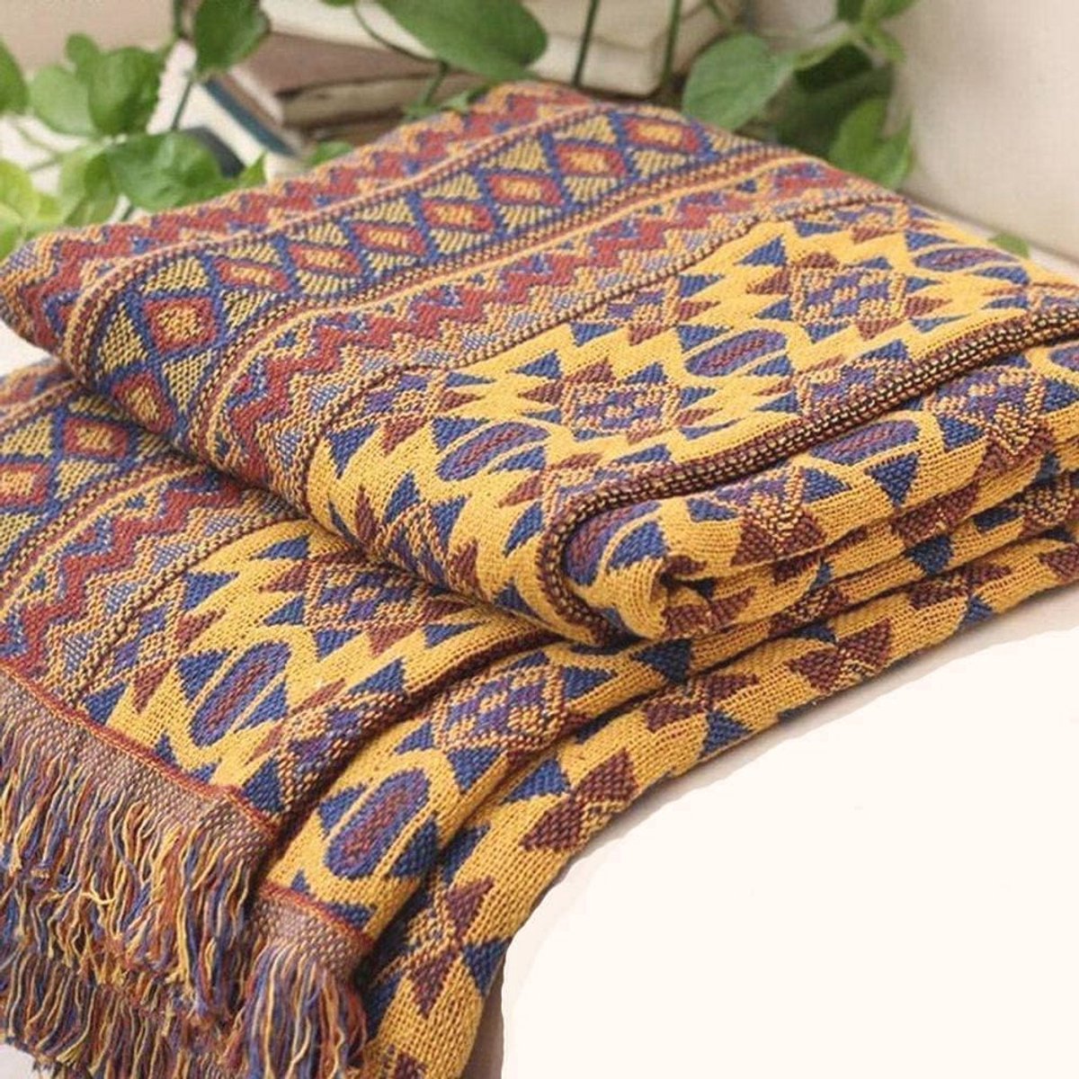 Bohemian Sofa Plaid 180x340 cm - Handgeweven Katoenen Luxe Deken voor Banken en Bedden