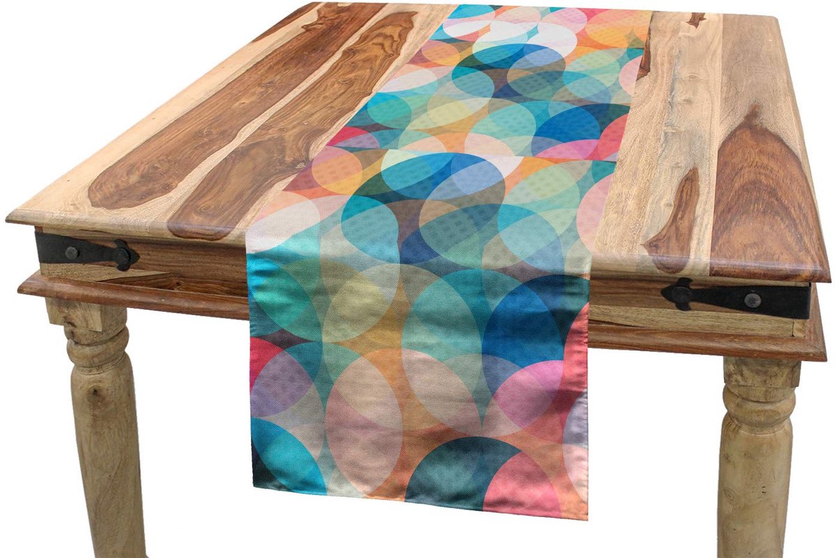 ABAKUHAUS Tafelloper – Geometrische pastelmozaïek, 40×180 cm, polyester