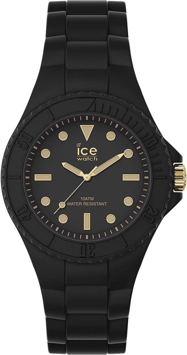 Zwart dameshorloge met siliconen armband - ICE generation Black gold - trendy en kleurrijk design