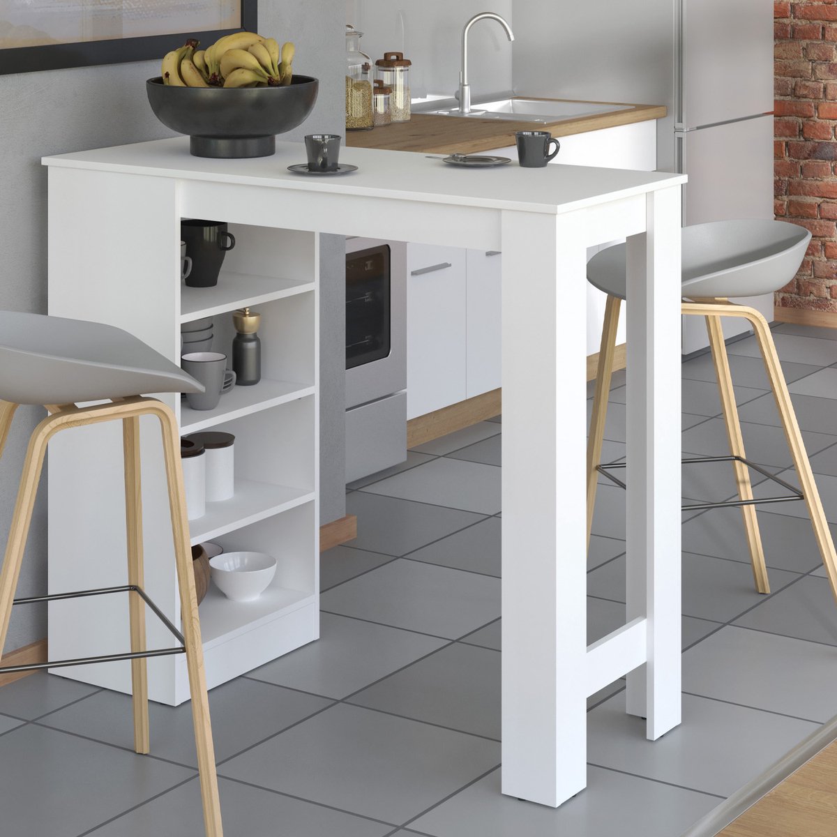 Homestyle4u Eettafel - 120x50 cm - Bartafel - Hoge tafel - Wit