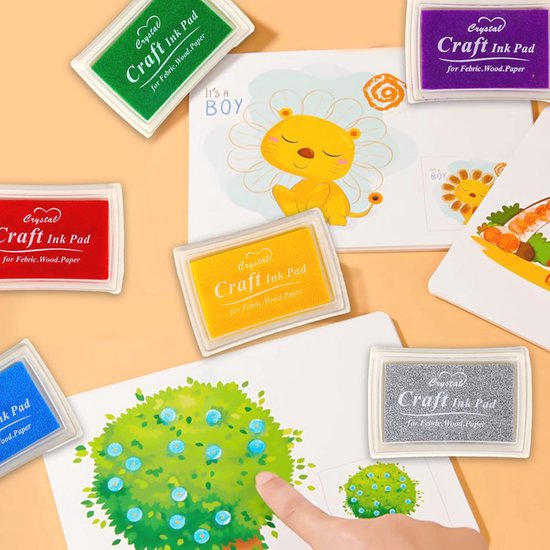 WeddHuis Inktkussens set, niet giftig, wasbaar, 12 kleuren stempel, kinderen, veelkleurige vingers voor vingerschilderen, scrapbooking, handwerk, knutselstempels, schilderen, voor vingerafdrukken