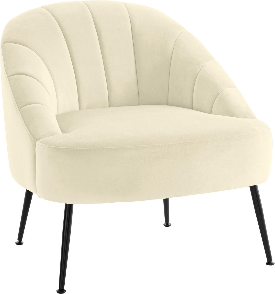 Quincy-Lounge stoel in fluweel metaal crÃƒÂ¨me wit