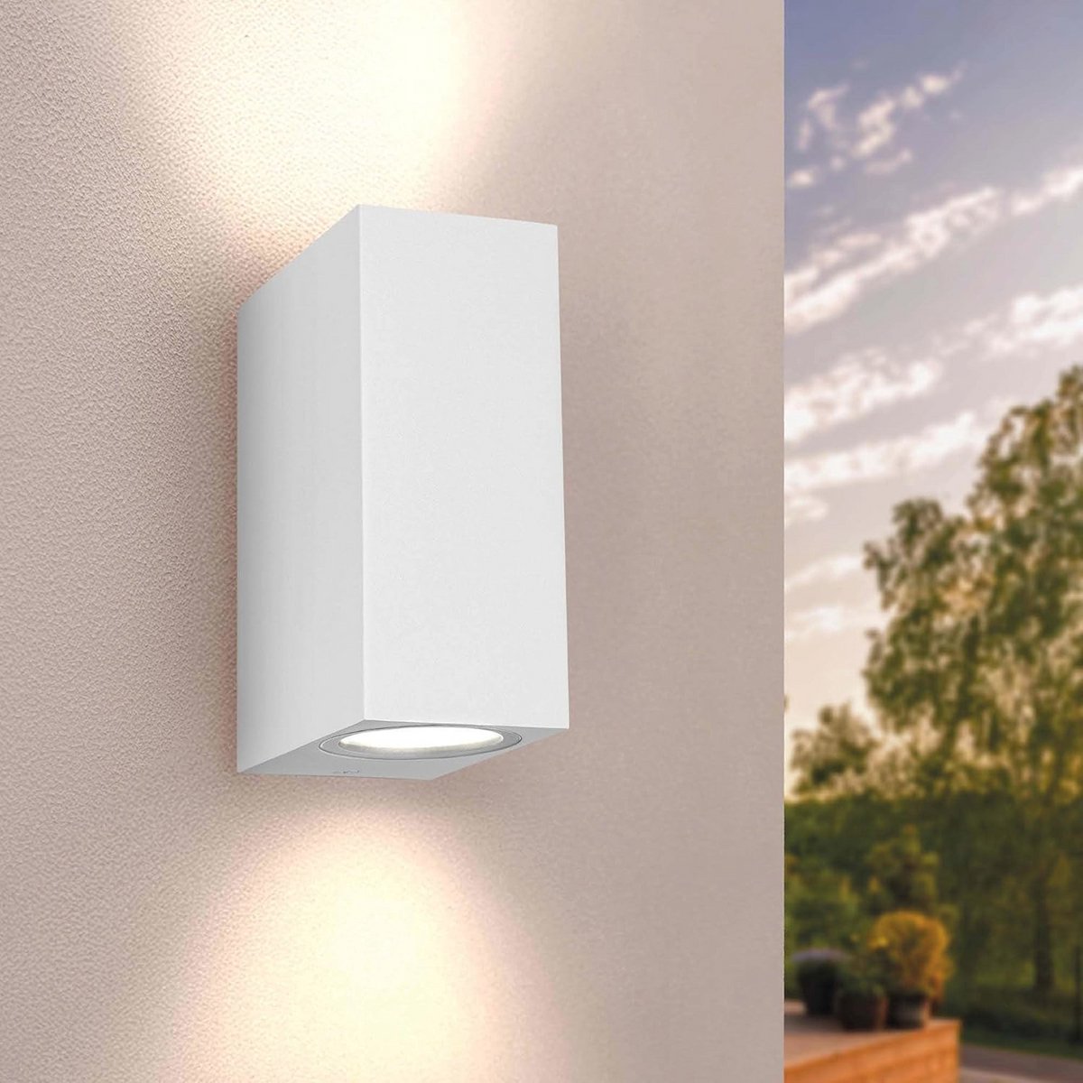 LED Wandlamp 3W 2700K Cube Wit GU10 Spot IP54 Buitenlamp met Up&Down Verlichting