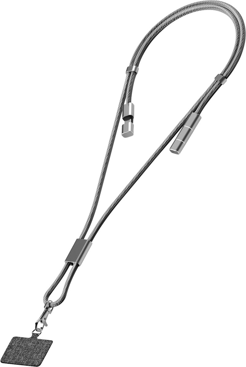 Akashi, 3 in 1 Choker met 100W USB-C naar USB-C en Lightning kabel, Zilver