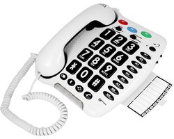 Geemarc, Vaste telefoon voor senioren Versterkte Senior Muurbevestiging met Flash- en Pauzefunctie, Wit