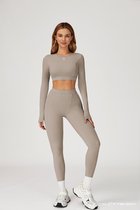 Fitbuddy Seamless Long Sleeve Sport Top GZT49 – Camel Grey – Stretch, Respirant & Sans Coutures – Dames – Taille XL