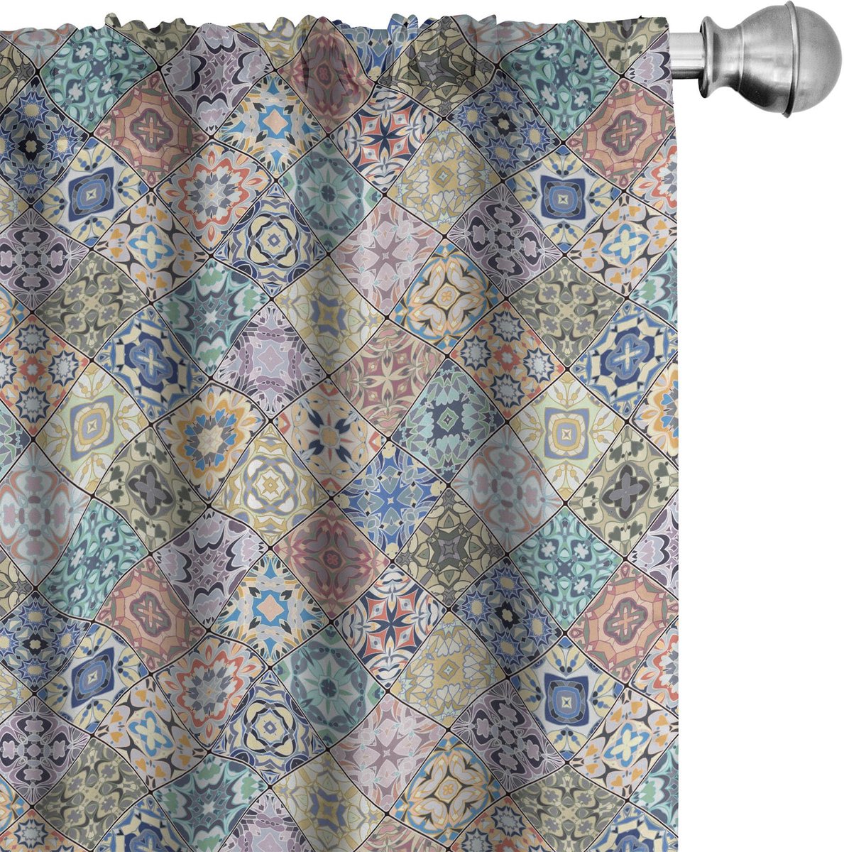 ABAKUHAUS Geometrische Gordijnen – 2x75x245 cm – Mikrofaser Mehrfarbig