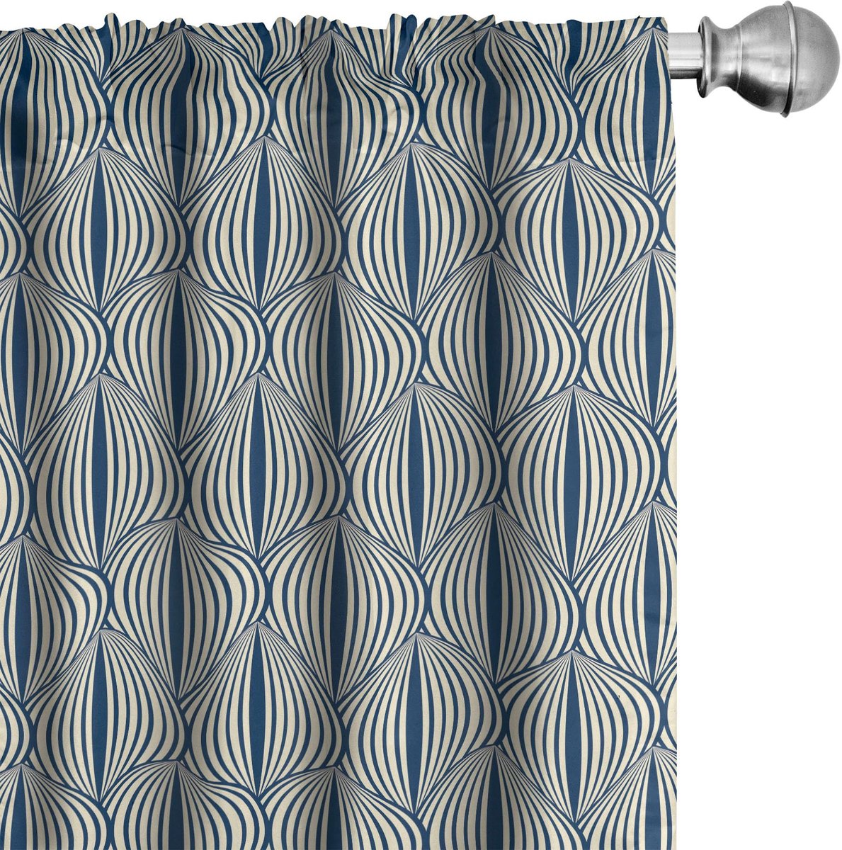ABAKUHAUS Gordijnen – Retro geometrisch – 2x75x175 cm – nachtblauw/crème