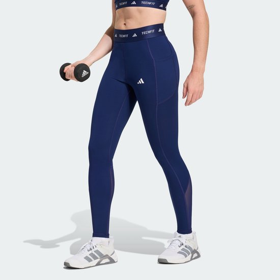 Adidas Performance Techfit Stash Pocket Full-Length Legging - Dames - Blauw van Merkloos — afbeelding 4