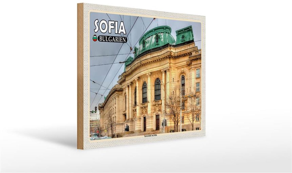 Holzschild Reise 40x30cm Sofia Bulgarien Universität