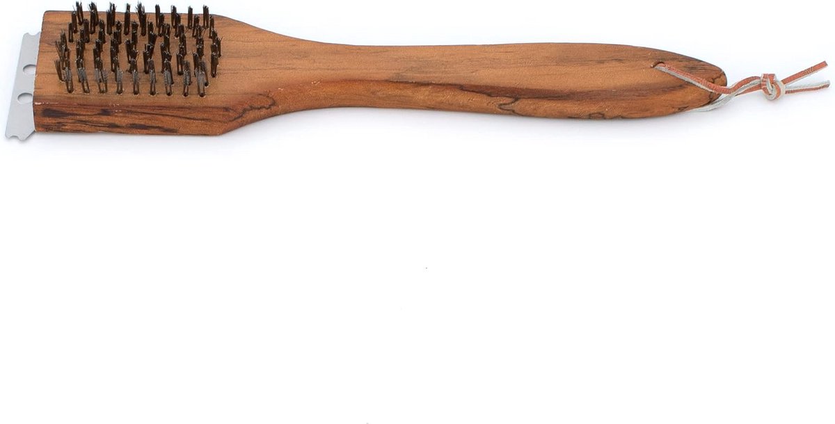 BBQ reinigingsborstel met houten handvat 31cm - Stalen borstel voor grills en rookovens