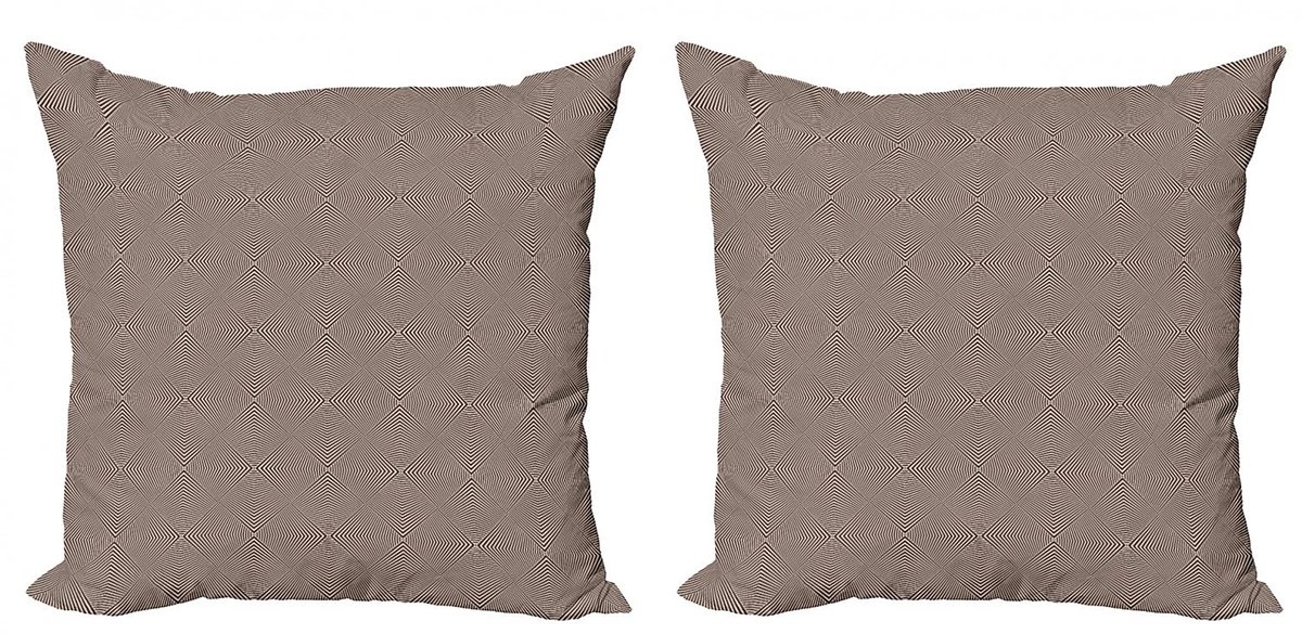 ABAKUHAUS Geometrische Kussenhoes – 2x40x40 cm – Zebra-print, dubbelzijdig, rits Bruin en wit