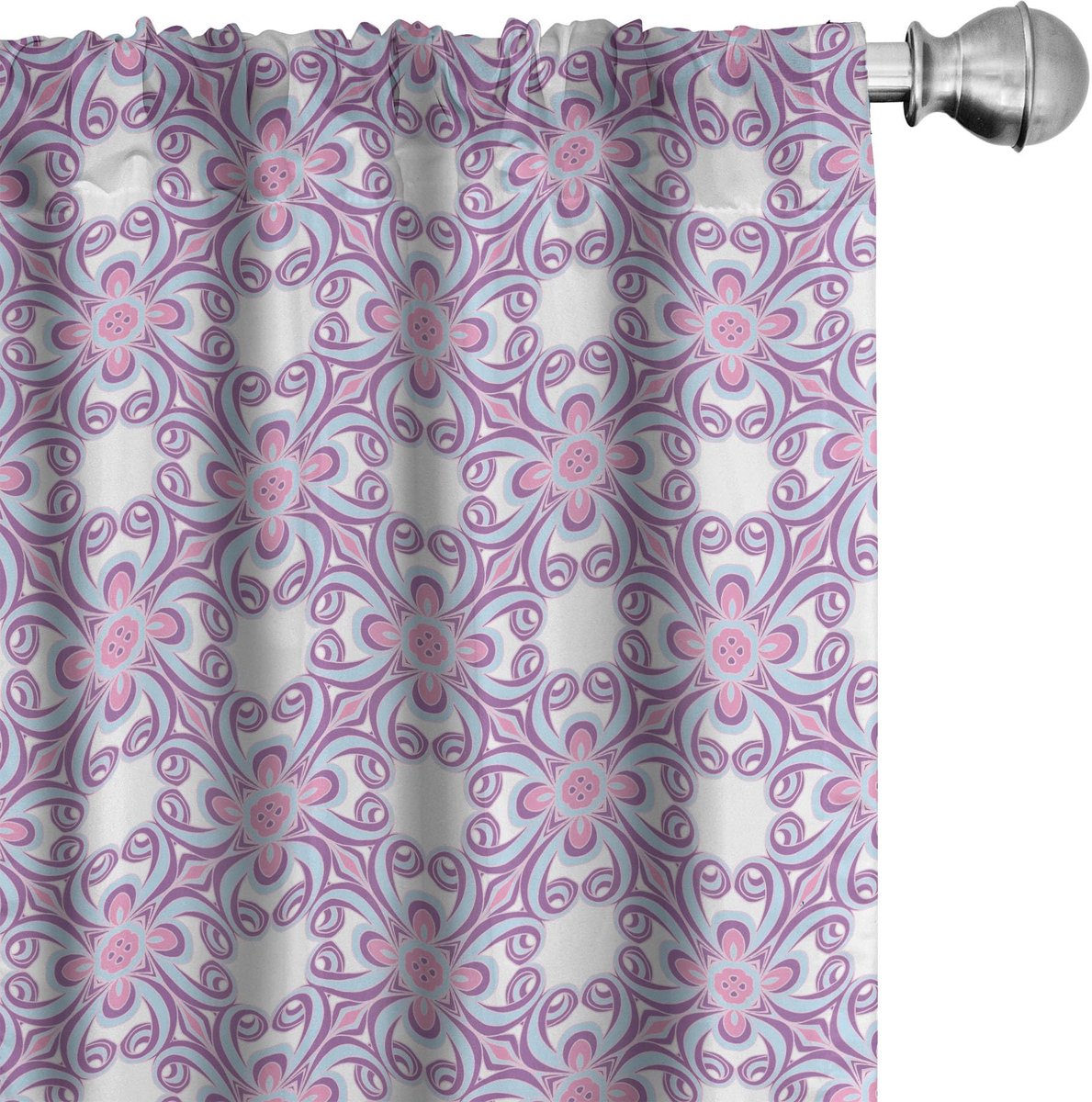 ABAKUHAUS – Gordijnen 2x75x225 cm – Microvezel – Halfdonkerend – Digitaal bedrukt – Babyblauw/roze