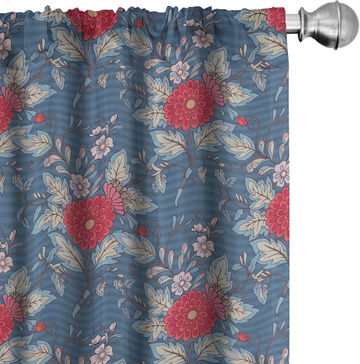 ABAKUHAUS Renaissance Gordijnen – Rokoko – 2x75x175 cm – Donkerblauw Zinnoberrot