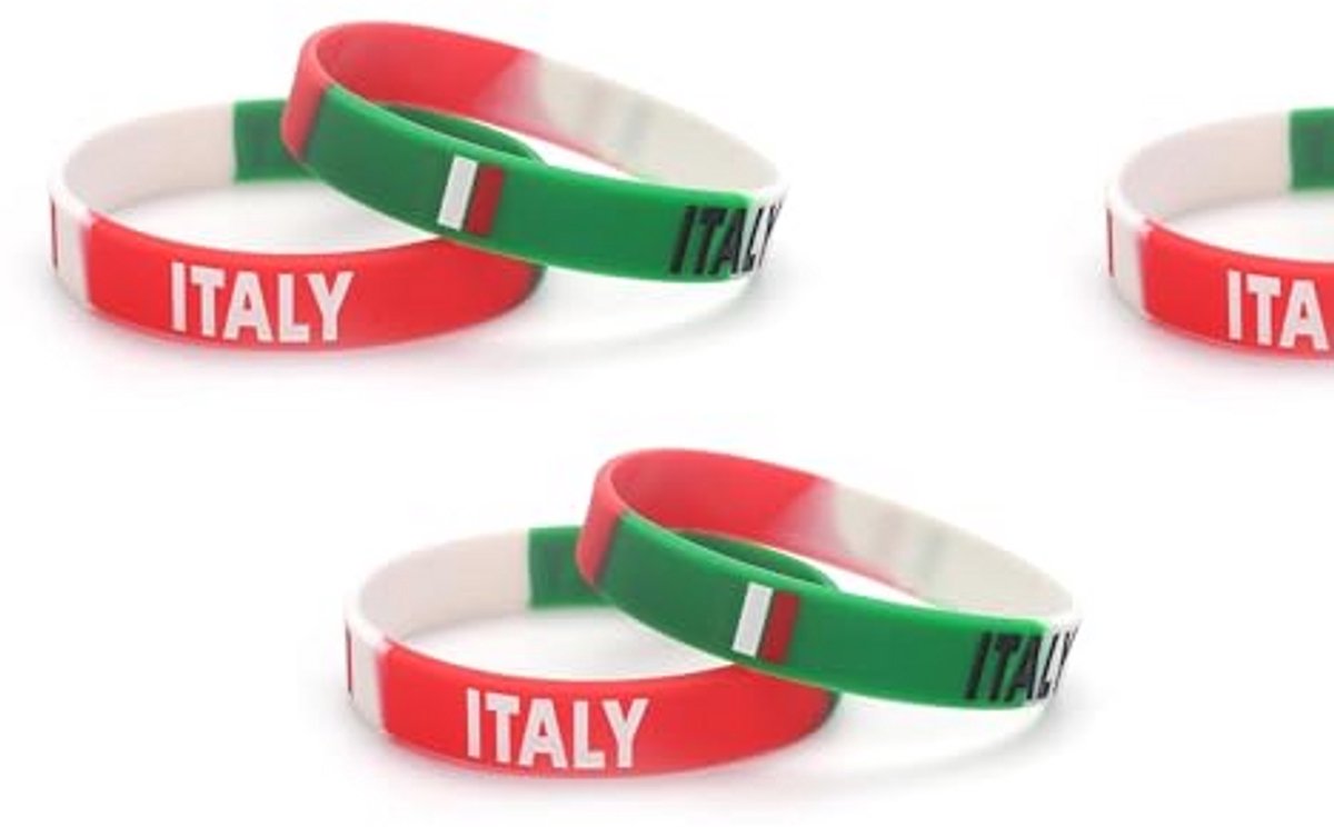 Kleurrijke Siliconen Armbanden met Italiaanse Vlag - Set van 5