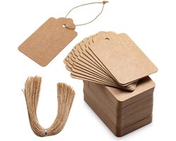 Ynkkvre - Kartonnen Kerstlabels -100 stuks rechthoekig etiketpapier, hangende etiketten met touwtje, doe-het-zelf cadeaulabels voor kerst- en huwelijkscadeaus, doe-het-zelf-knutselwerkjes- Gift Tag - Leuk verpakt | Geschenk