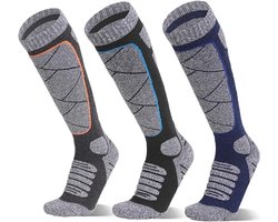 Skisokken - 3 Paar - sokken heren - sportsokken - Katoen Sokken - Warme sokken heren - Lange Huissokken - skisokken heren - Snowboardsokken - voor skiën, snowboarden, Wandelen - Maat 40-45 (L)
