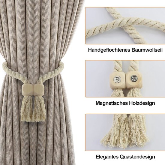 2 Stuks Embrasses Boho Gordijnhouders Bladeren Katoen Macramé