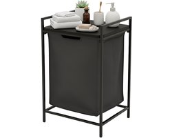 Wasmand - 65 l - met plank - uitneembare waszak - zwart
