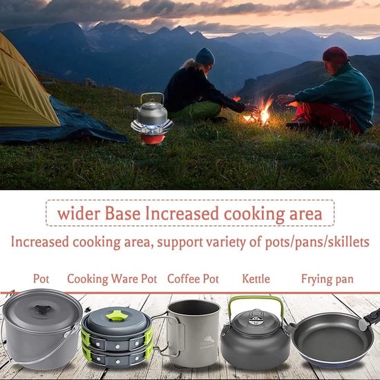 Draagbaar gasfornuis voor camping - Opvouwbaar en compact- 2800W– Winddicht ontwerp - Ideaal voor kamperen en barbecue- Lichtgewicht en eenvoudig te hanteren-Inclusief 2 Gasflessen van Draagbaar — afbeelding 5