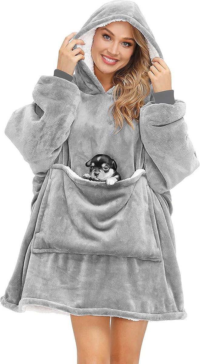 Oversize Deken Hoodie Dames met Capuchon - Comfortabele en Warme Sweatshirt met Grote Voorzak - Ideaal voor Kamperen en Thuisrelaxen