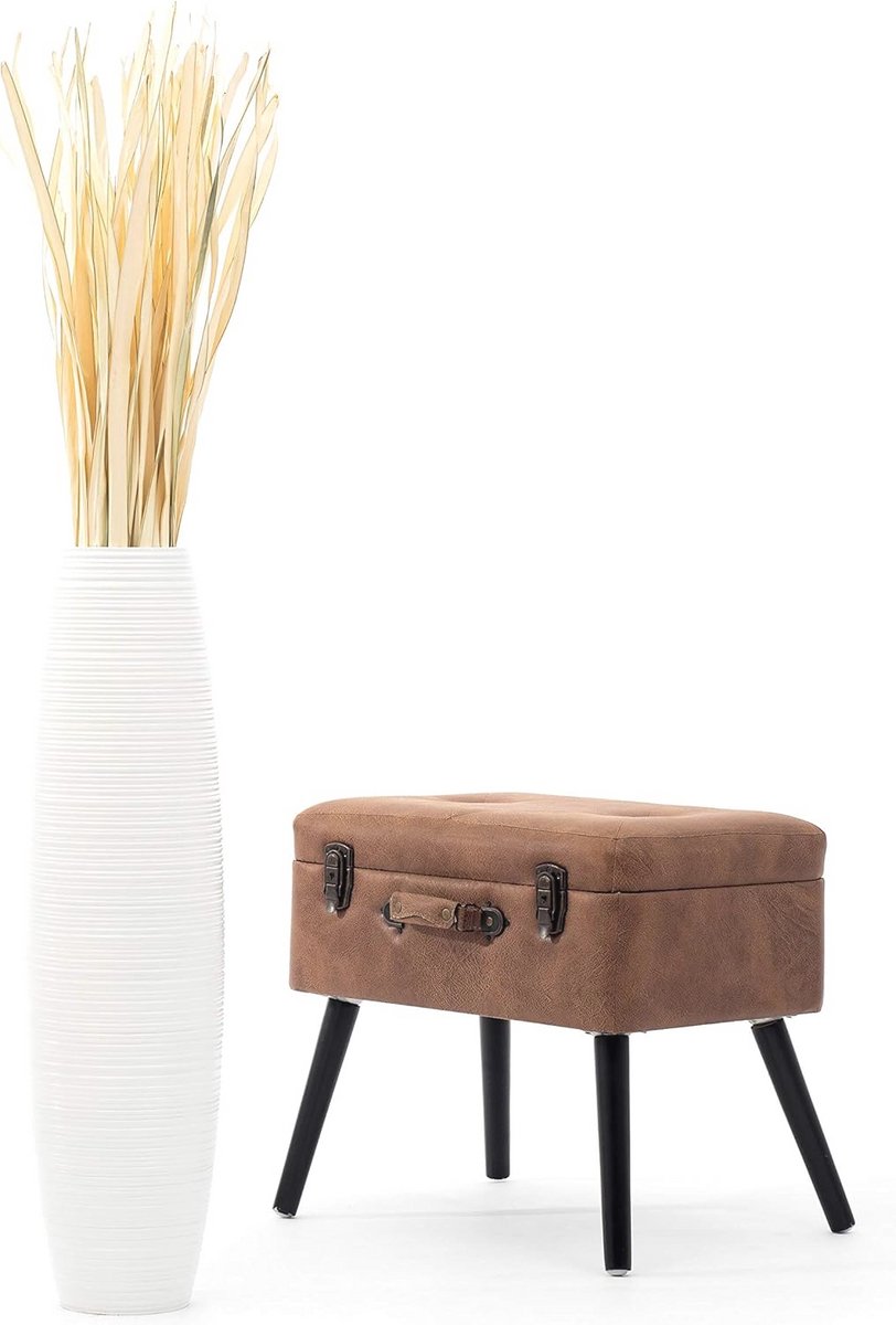 Grote Home Decor Vloervaas - Houten Hoge Boerderij Decor voor Nep Planten en Pampas Gras, 65 cm, Wit