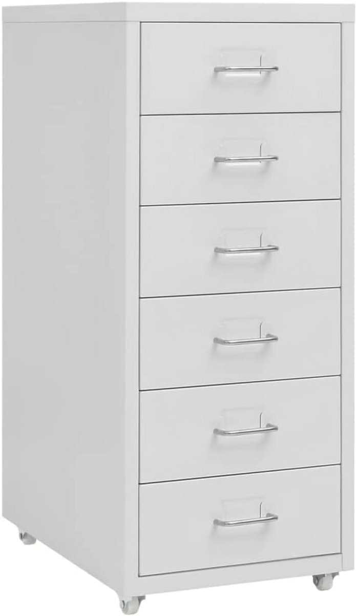 Mobiele ladeblok 28x41x69 cm - Metalen kast met 6 lades en wielen