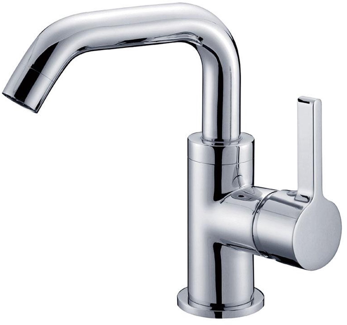 Hudor Wastafelkraan Chroom met Planchet - Fonteinkraan Verchroomd Messing - Draaibare Uitloop - Enipée Collectie - Keramische Cartridge - Modern Design