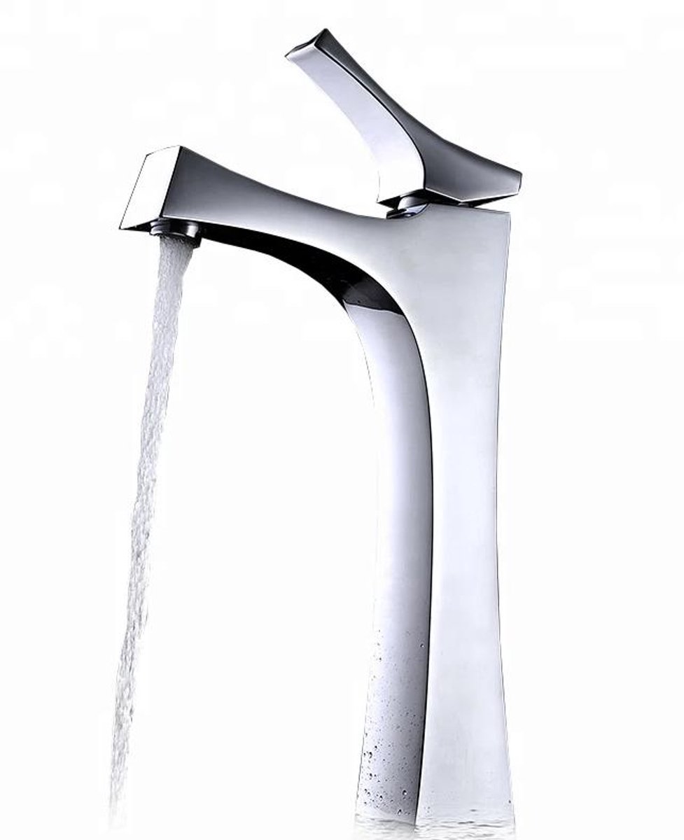 Hudor Wastafelkraan Verhoogd - Chroom Wastafelmengkraan Hoge Uitloop - Modern Design Enipée Collectie - Keramische Cartridge - Waterbesparend